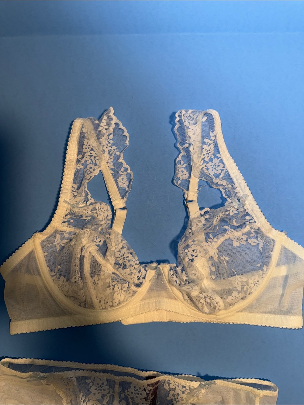 Adore Me White Sheer Lace Underwire Bra & Bikini Set - Picture 3 of 8